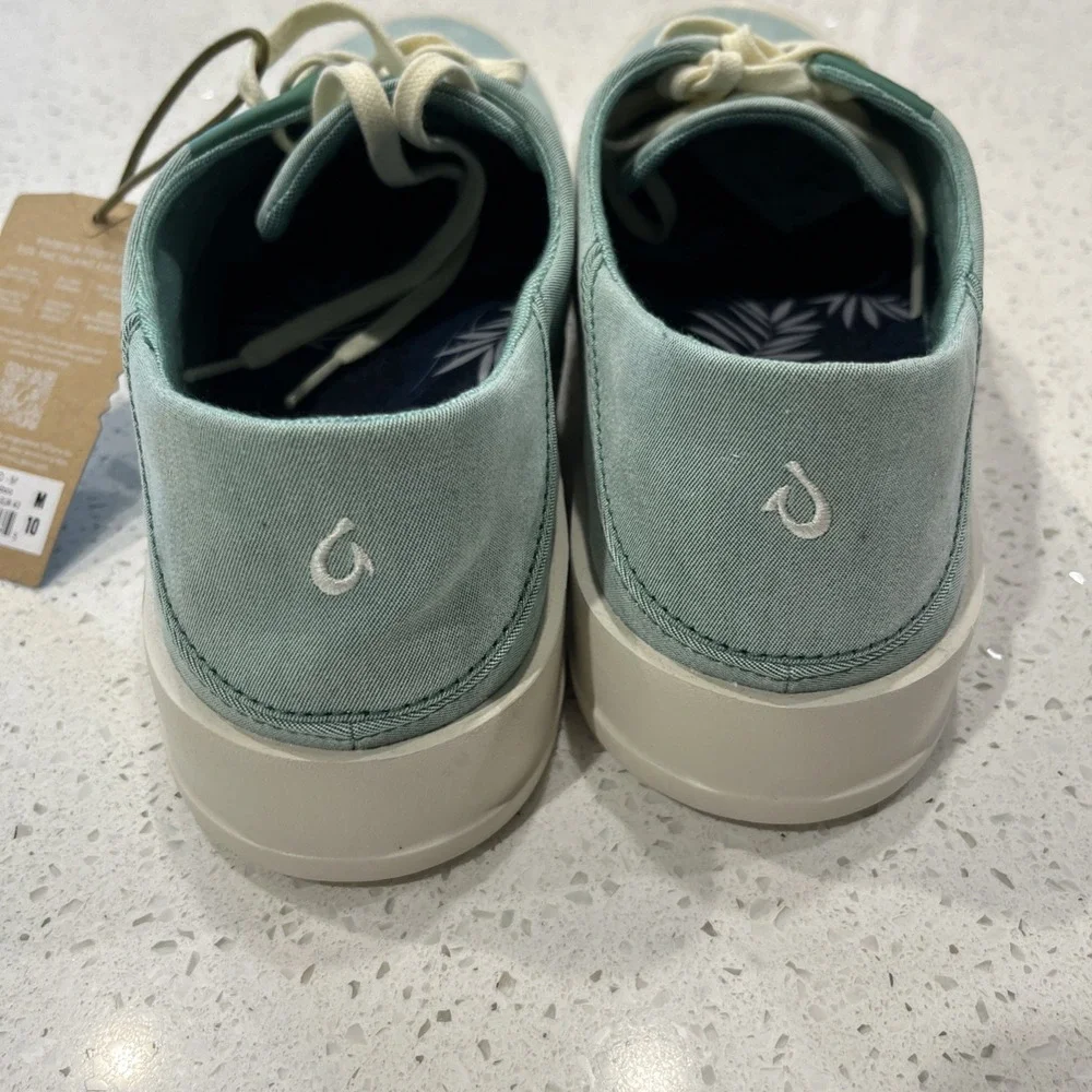 Olukai Tradewind Mens 10 Canvas Lace Up Boat Beach Sneakers Drop-In Heel Bamboo